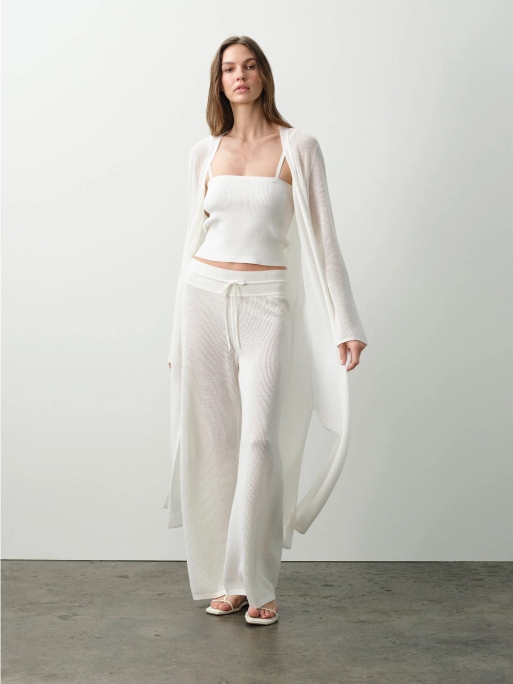 NAKED CASHMERE COATS COTTON CASHMERE
LONGLINE CARDIGAN - ECRU